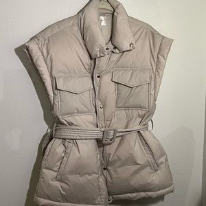 Oversized Puffer Vest with Adjustable Belt - Size XS